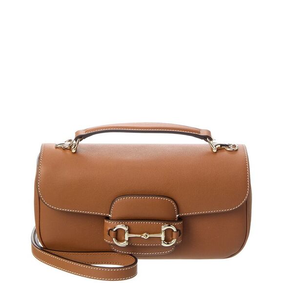 Gucci Horsebit 1955 Soft Small Top Handle Leather Shoulder Bag, Brown - Picture 1 of 4